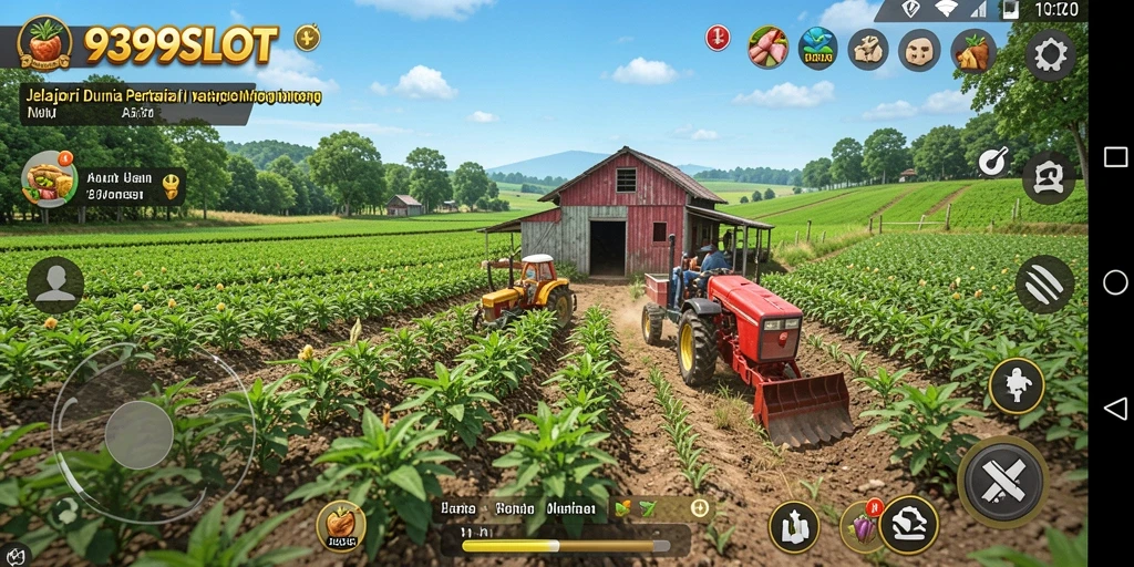 Tampilan gameplay menakjubkan dalam 9399SLOT dengan aktivitas pertanian.