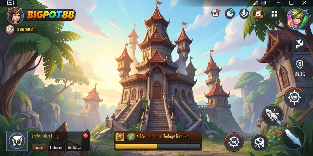 Tampilan gameplay menegangkan dari game Tower Defense BIGPOT88.