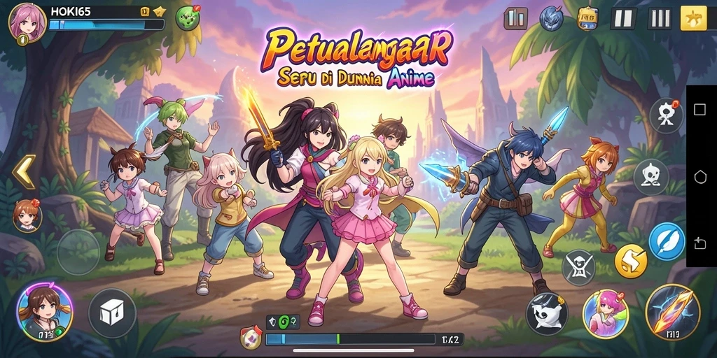 Screenshot HOKI65 menunjukkan karakter anime dalam pertarungan epik.
