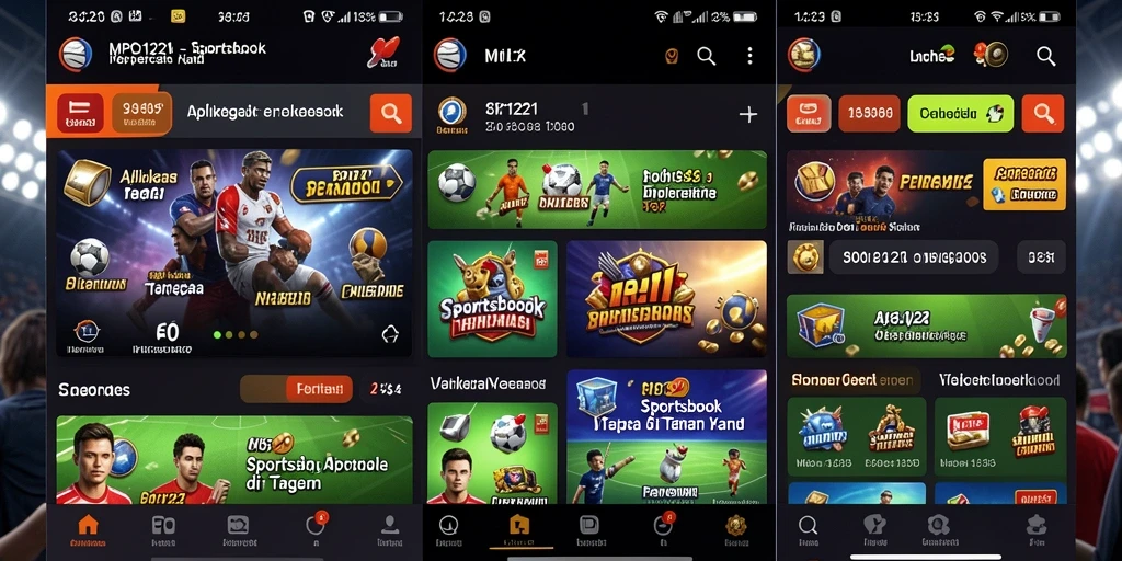 Tampilan antarmuka gameplay aplikasi Sportsbook MPO1221 yang menarik dan informatif.
